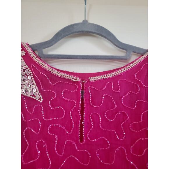 Vintage Mark & John II Silk Intricately Beaded Sequined Blouse India, Size XL - Picture 9 of 13